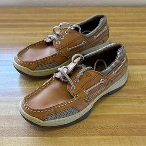 Men’s Tan Leather Boat Shoes - Comfortable Lace-Up Casual
